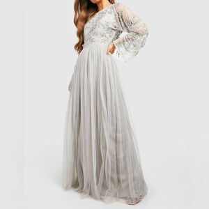 Elegant Silver Embellished Gown